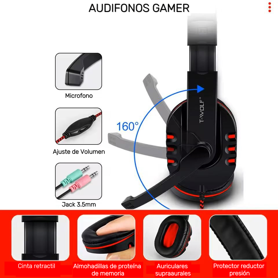 KIT GAMER SET COMPLETO MOUSE + TECLADO + AUDIFONOS